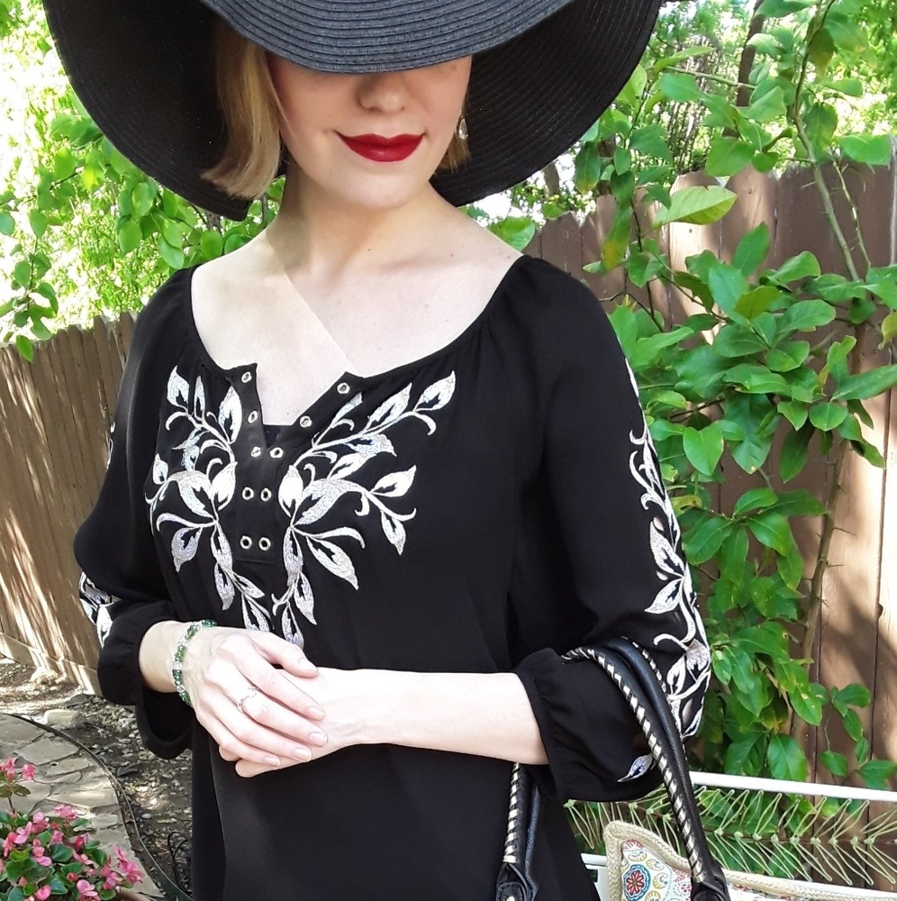 Black with Silver Embroidered Blouse